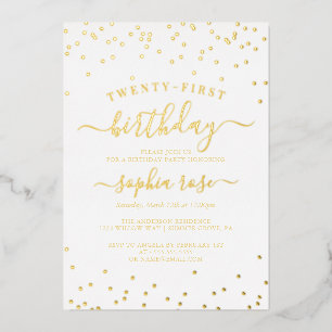 Elegant Gold Foil Calligraphy 21st Birthday