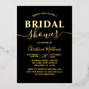 Elegant Gold Foil Calligraphy Bridal Shower