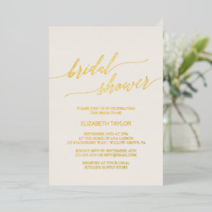Elegant Gold Foil Calligraphy Ivory Bridal Shower