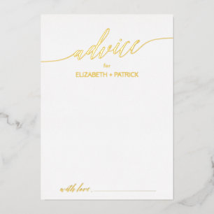 Elegant Gold Foil Calligraphy Wedding Advice