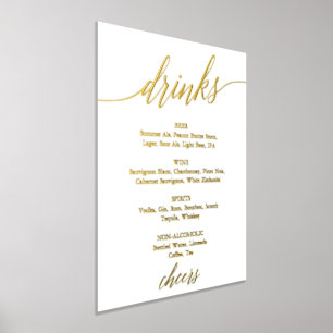 Elegant Gold Foil Calligraphy Wedding Drink Menu Foil Prints
