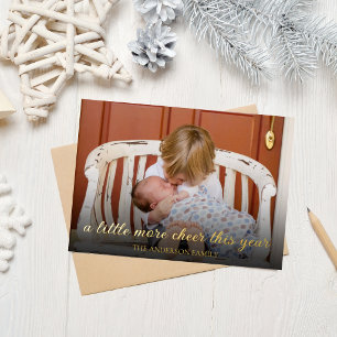 Elegant Gold Foil Christmas New Baby Announcement