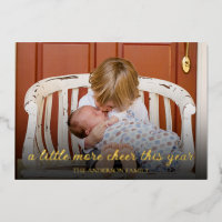 Elegant Gold Foil Christmas New Baby Announcement