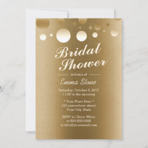 Elegant Gold Foil Confetti Dots Bridal Shower Invitation