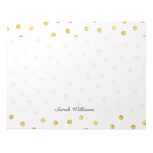 Elegant Gold Foil Confetti Dots Notepad (Front)