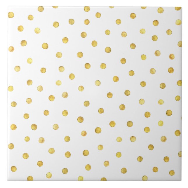 Elegant Gold Foil Confetti Dots Tile (Front)