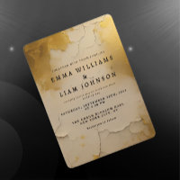 Elegant Gold Foil Cracked Texture Wedding invites 
