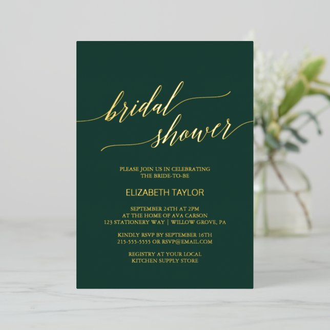 Elegant Gold Foil | Emerald Green Bridal Shower (Standing Front)