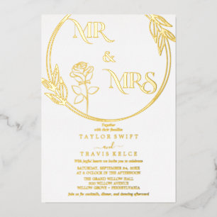 Elegant Gold Foil   Emerald Mr. & Mrs. Wedding