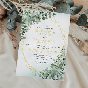 Elegant Gold Foil Eucalyptus Greenery Wedding