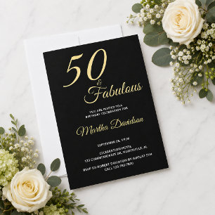Elegant Gold Foil Fifty and Fabulous 50th Birthday