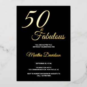 Elegant Gold Foil Fifty and Fabulous 50th Birthday