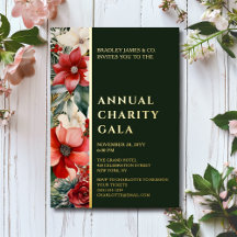 Elegant Gold Foil Floral Charity Event Gala Party