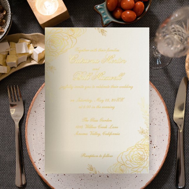 Elegant Gold Foil Floral Wedding Invitation Foil I (Creator Uploaded)