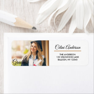 Elegant Gold Foil Frame Photo Graduation Return Ad