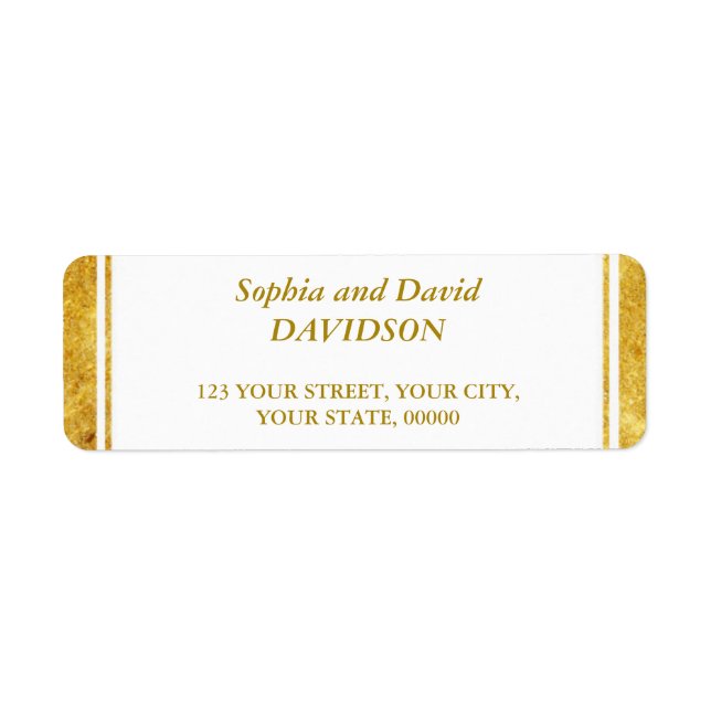 Elegant Gold Foil Frame Wedding Return Address  (Front)