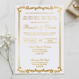 Elegant gold foil frame wedding Spanish