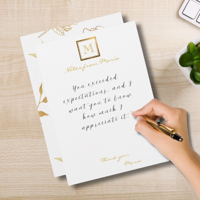 Elegant Gold Foil Framed Monogram Rose Pattern Card (Creator Uploaded)
