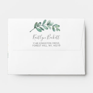 Elegant Gold Foil Geometric Eucalyptus Foliage Envelope