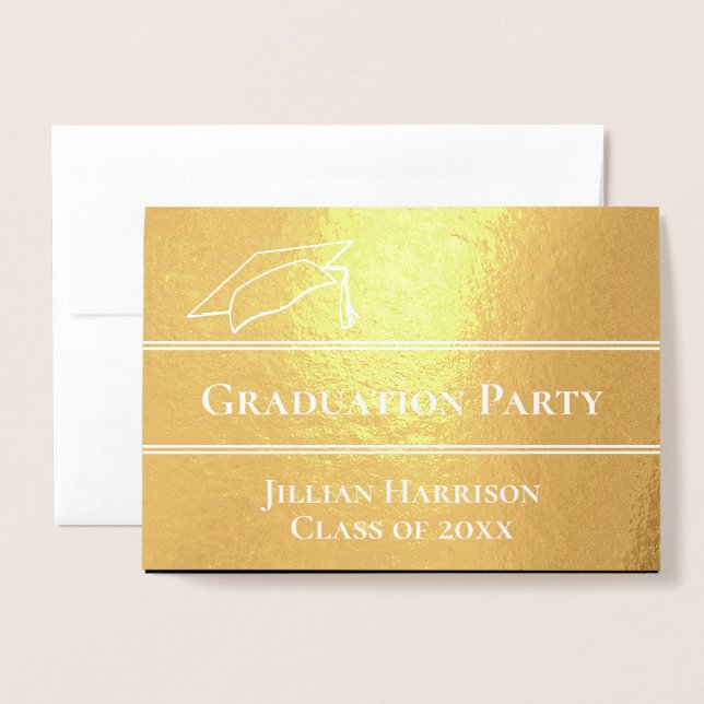 Elegant Gold Foil Graduation Party Invitation (Front With Envelope)