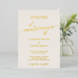 Elegant Gold Foil   Ivory Spanish Wedding