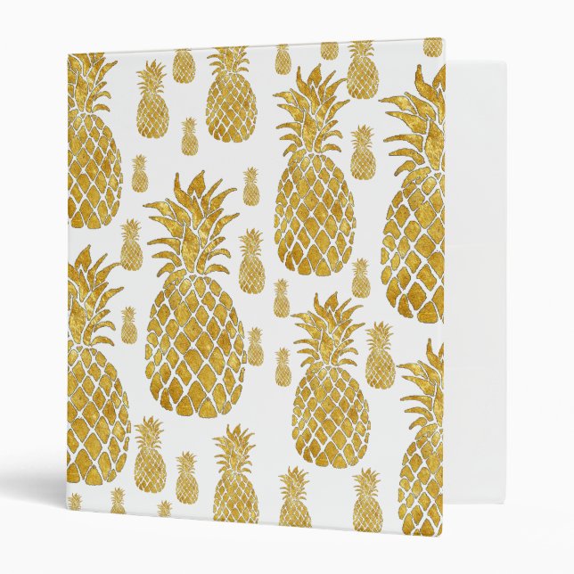 elegant gold foil look pineapples binder (Front/Inside)