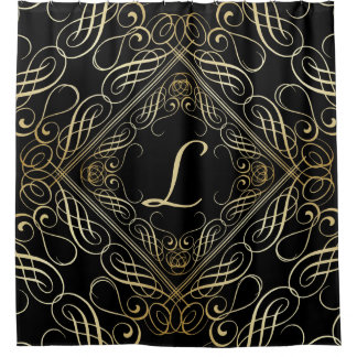 Elegant Gold Foil Look Scrollwork Script on Black