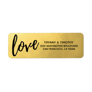 Elegant Gold Foil LOVE Mariage Adresse de retour