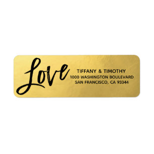 Elegant Gold Foil LOVE Wedding Return Address