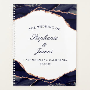 Elegant Gold Foil Marine Blue Agate Photo Mariage