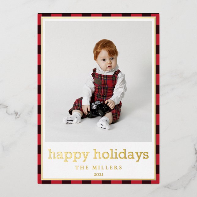 Elegant Gold Foil Merry Christmas Holiday Card (Front)