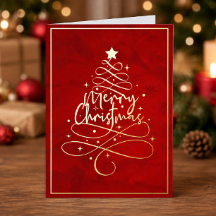 Elegant Gold Foil Merry Christmas Holiday Card