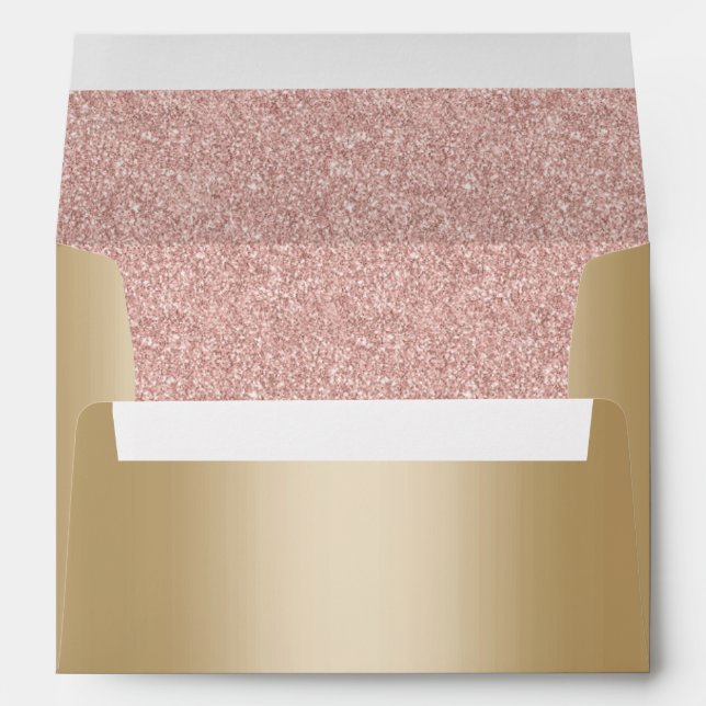 Elegant Gold Foil Modern Rose Gold Glitter Envelope (Back (Bottom))