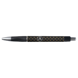 Elegant Gold Foil Monogram Stars Pen