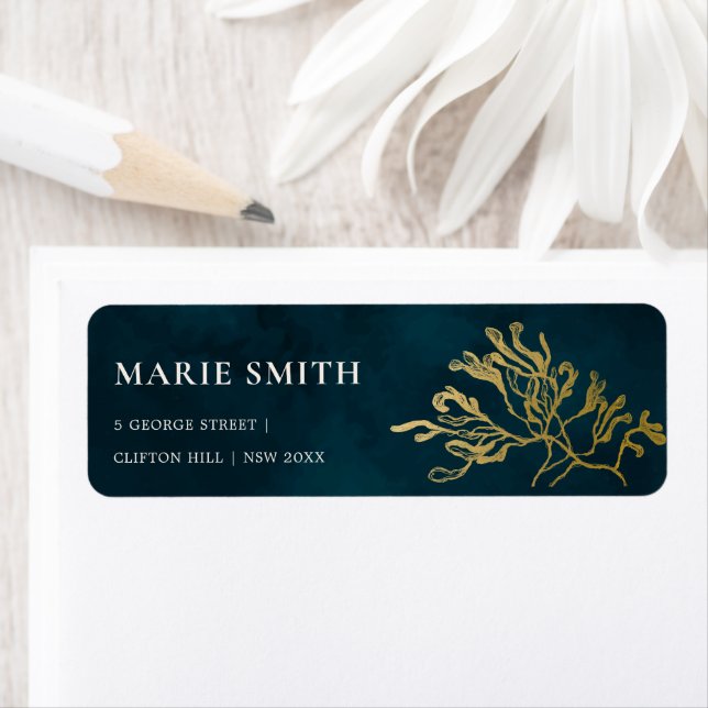 ELEGANT GOLD FOIL NAVY UNDERWATER SEAWEED WEDDING  (Insitu)