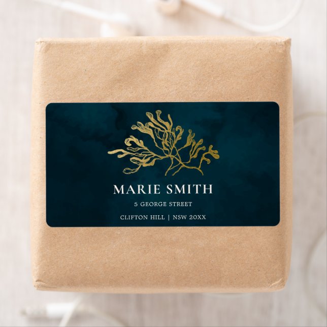 ELEGANT GOLD FOIL NAVY UNDERWATER SEAWEED WEDDING  (Insitu)