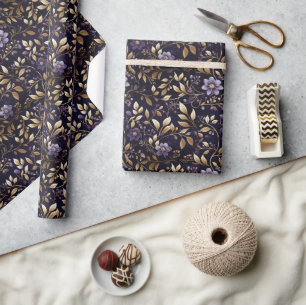 Elegant Gold Foil on Purple: Holiday Paper