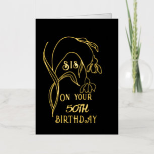 Elegant Gold Foil One Flower 50th Sister Birthday  Foil Greeting Card