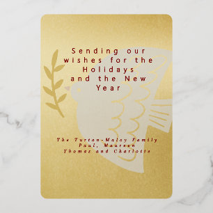 Elegant Gold Foil Peace Dove Love Christmas  Foil Holiday Card