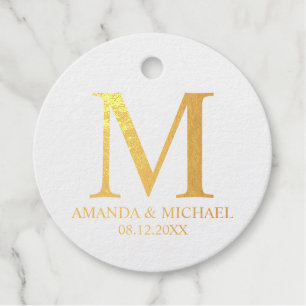 Elegant Gold Foil Personalized Wedding Favour Tags