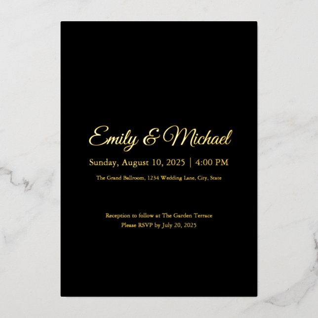 Elégant Gold Foil personnalisé mariage invitation (Recto)