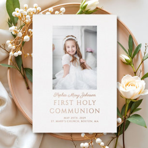Elegant Gold Foil Photo Girl First Communion