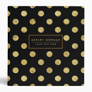 Elegant Gold Foil Polka Dot Pattern - Gold & Black Binder