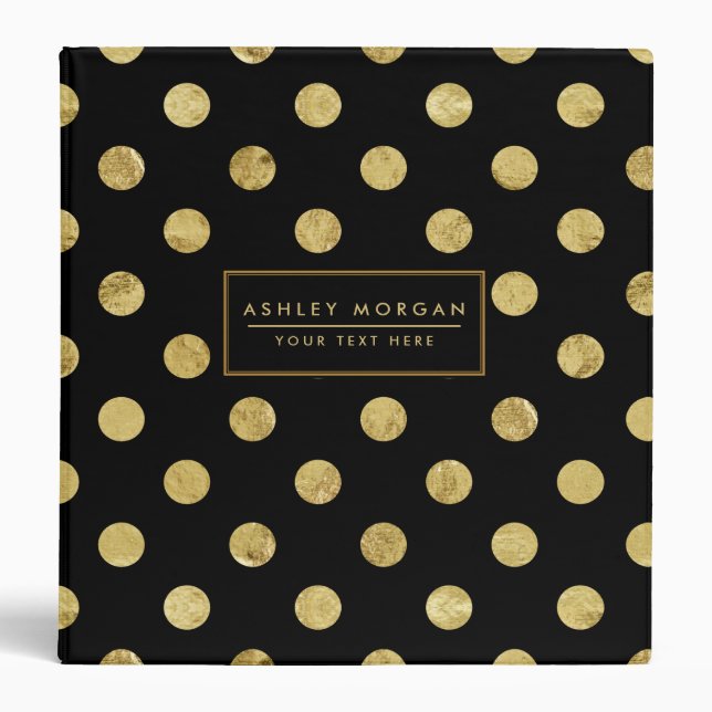Elegant Gold Foil Polka Dot Pattern - Gold & Black Binder (Front)