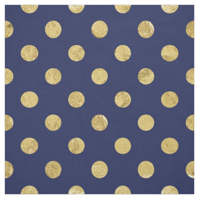 Elegant Gold Foil Polka Dot Pattern - Gold & Blue Fabric (Swatch)
