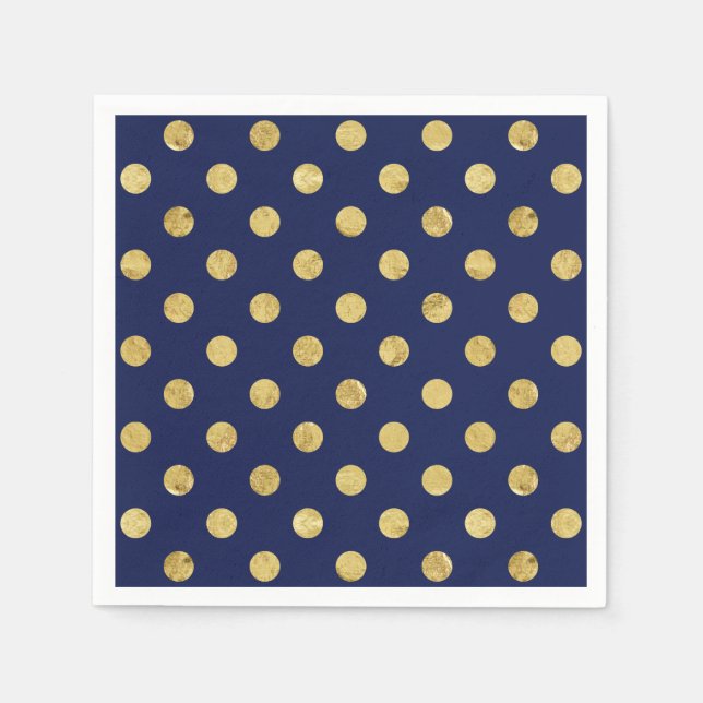 Elegant Gold Foil Polka Dot Pattern - Gold & Blue Napkin (Front)