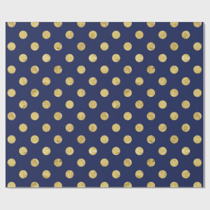 Elegant Gold Foil Polka Dot Pattern - Gold & Blue Wrapping Paper