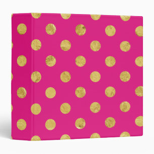 Elegant Gold Foil Polka Dot Pattern - Gold & Pink Binder