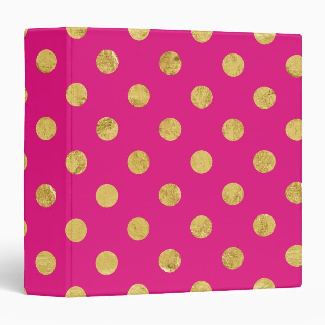 Elegant Gold Foil Polka Dot Pattern - Gold & Pink Binder (Front/Spine)