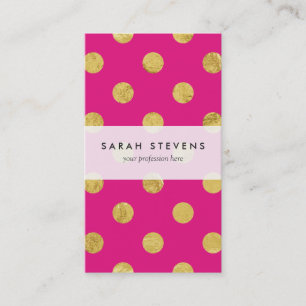 Elegant Gold Foil Polka Dot Pattern - Gold & Pink Business Card